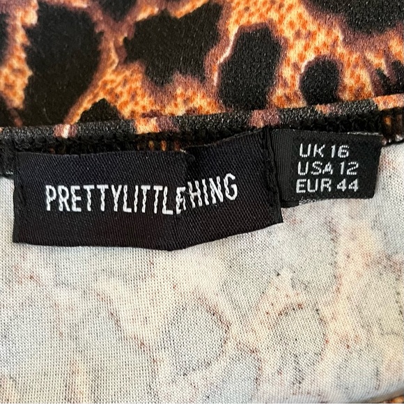 Pretty Little Thing Leopard Print Stretch Strappy Body Con MIdi Dress 12 - Picture 10 of 11